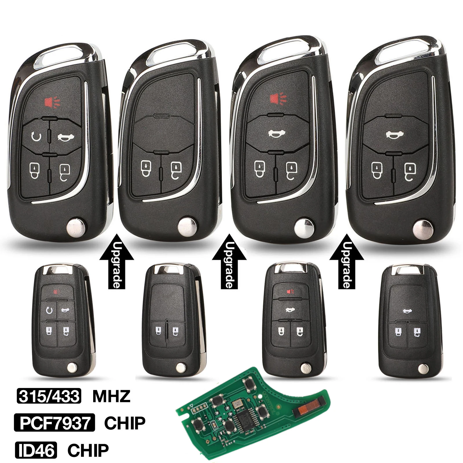 Kutery Auto Afstandsbediening Alarm Sleutel Voor Chevrolet Epica Cruze Lova Camaro Impala 2/3/4 Knop 315Mhz/433Mhz ID46 PCF7931 Chip