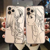 cute cartoon anime girl phone cover for iphone 13 pro max x xs xr 7 8 plus 6 6s 12 mini 11 pro max se 2 soft silicone back cover