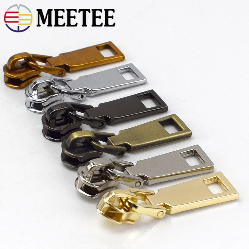 

10Pcs Meetee 3# 5# Zipper Sliders for Metal Zippers Bag Purse Clothes Zip Head Pullers DIY Jackets Repair Kit Sewing Accessories