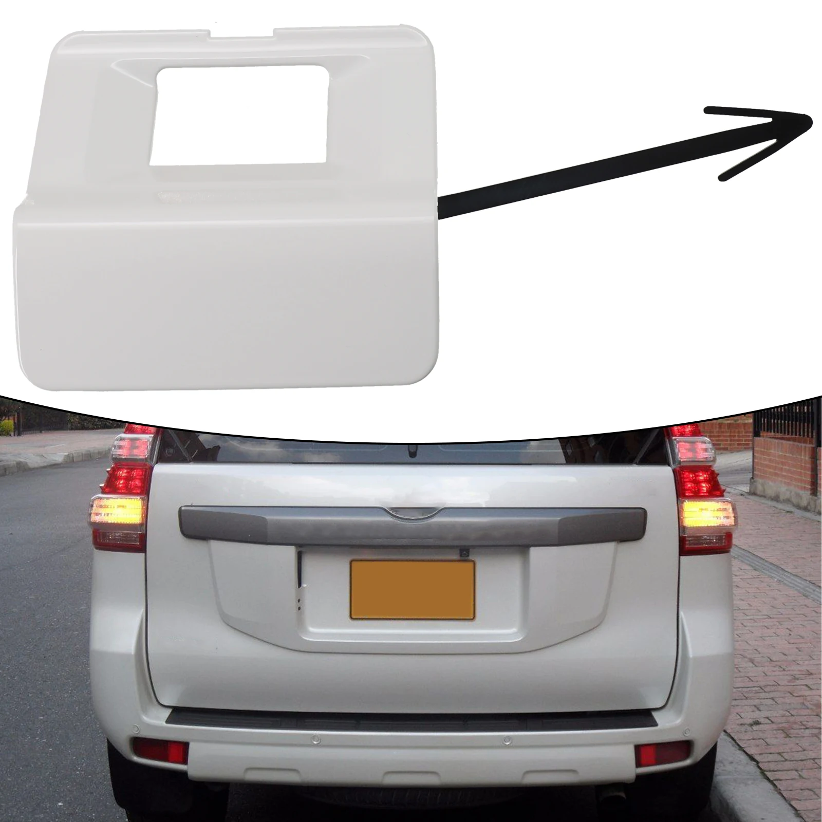 

1pc Tailgate Spare Wheel Camera Cover For Toyota For Land Cruiser Prado 150 09-22 White Plug-and-play Car Trunk Lids Part