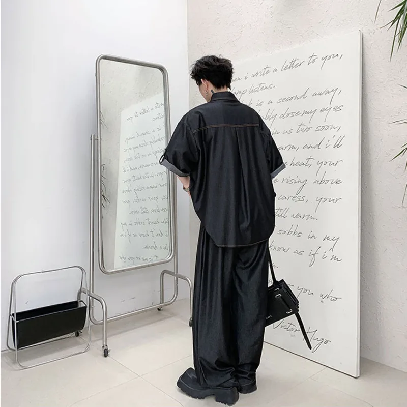 Джинсовый комплект NOYMEI для мужчин однобортная рубашка с отложным воротником и