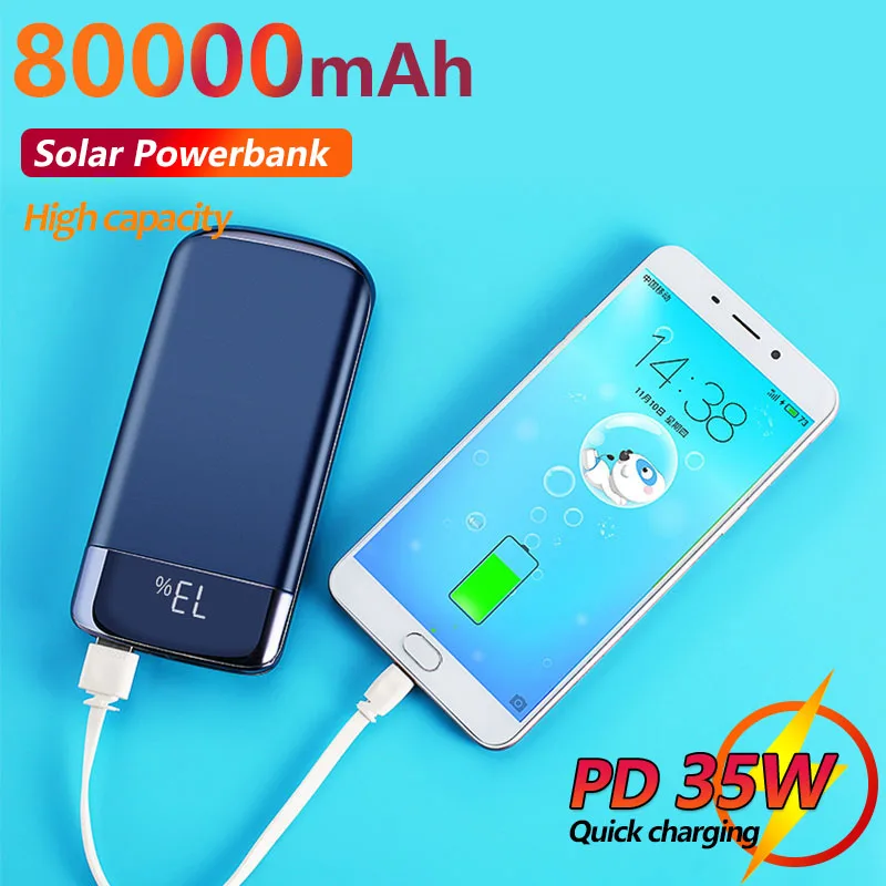 

Power Bank 80000mAh LED Light Digital Display Outdoor Portable Charger Powerbank Fast Charge External Battery Charger for Phone