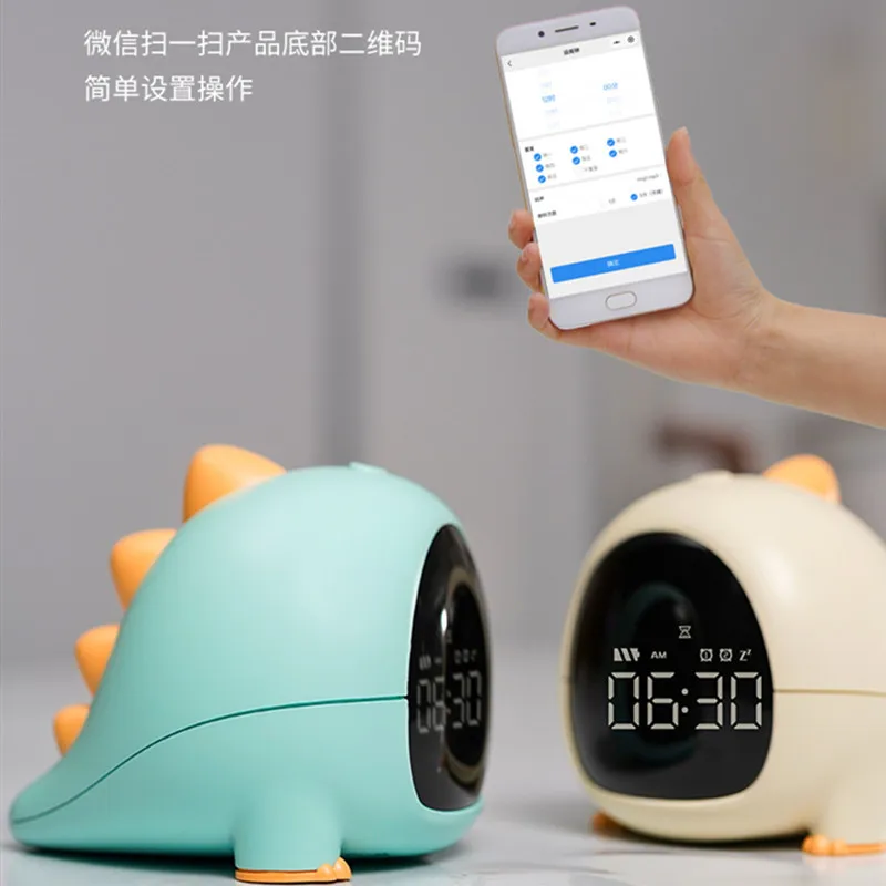 Мультяшный динозавр будильник с USB-зарядкой умные часы кодом сканирования