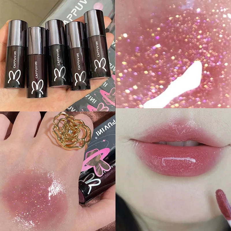 

Rabbit Mirror Water Lip Gloss Lip Glaze Shimmer Glass Lip Oil Liquid Lipstick Waterproof Moisturizing Matte Lip Balm Makeup LPS#