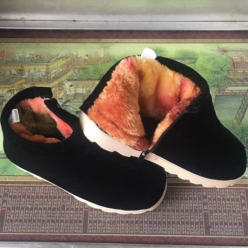 

Winter Women Ankle Boots Warm Fur Plush Chelsea Boots 2022 New Fashion Zipper Snow Boots Flats Casual Shoes Cloth Femme Bottine