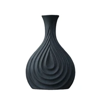 simple black ceramic vase home decoration living room bedroom desktop ornament flower pot indoor accessories