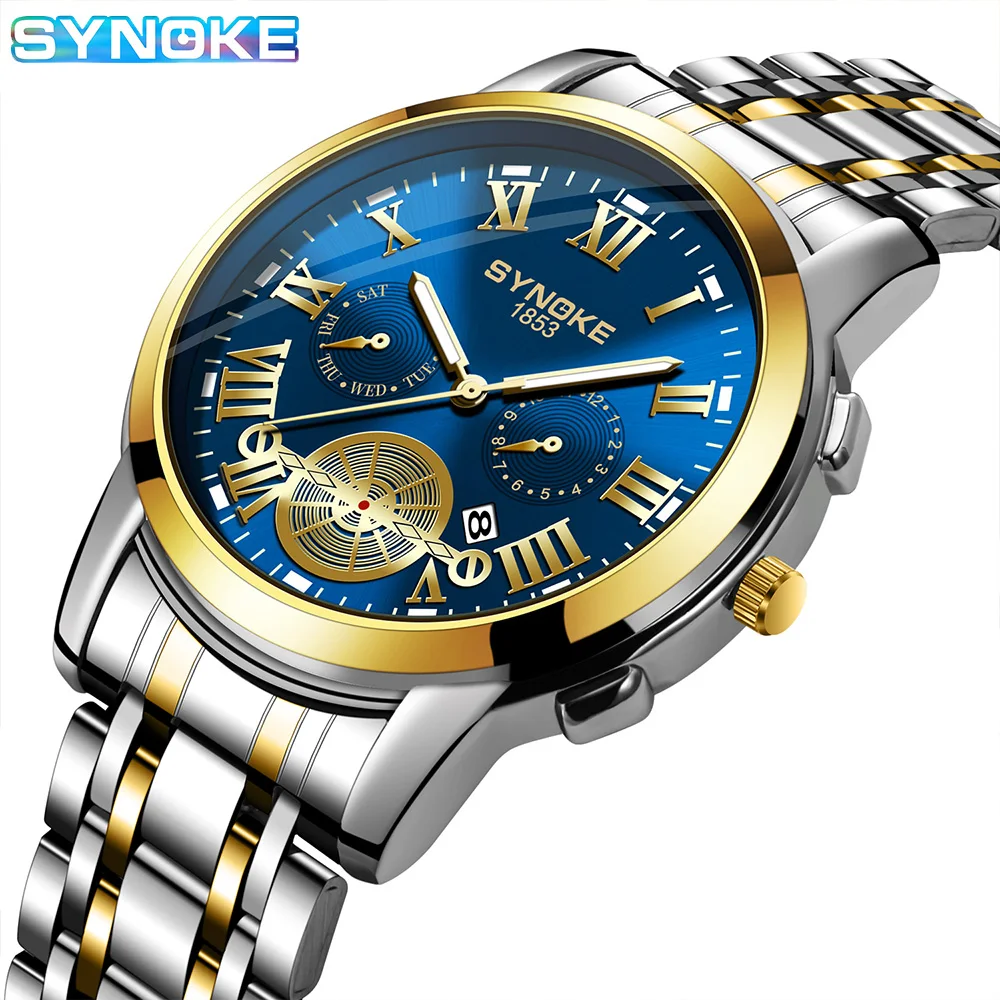 

SYNOKE Business Watches for Men Fashion Classic Analog Dial Quartz Wristwatches Casual Calendar Date Men Watch Relojes Hombres