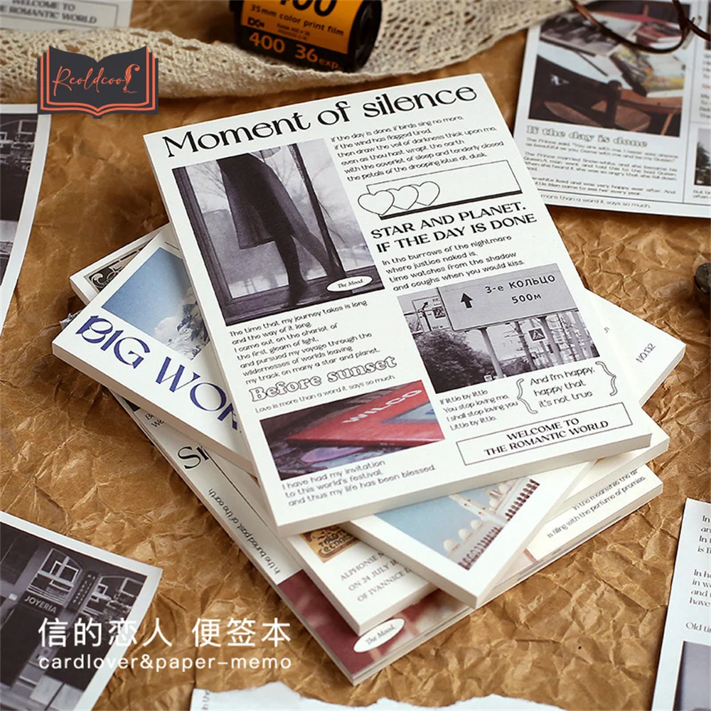 

50 sheets Romantic Material Paper Background Paper Printing Retro Memo Pads Notes Scrapbooking Diary Journals DIY Material Paper