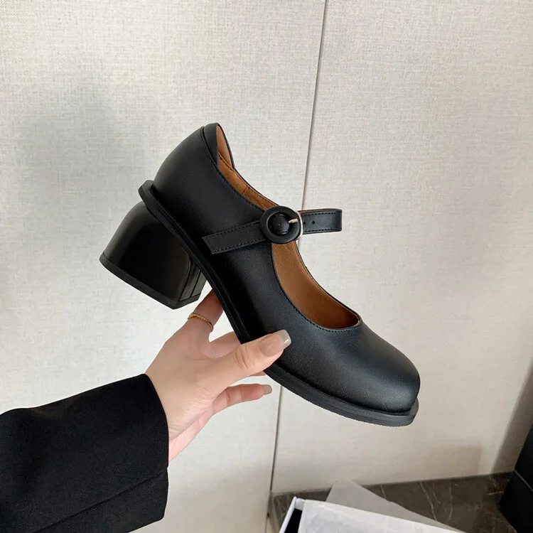 Женские классические туфли-лодочки из натуральной кожи на низком квадратном