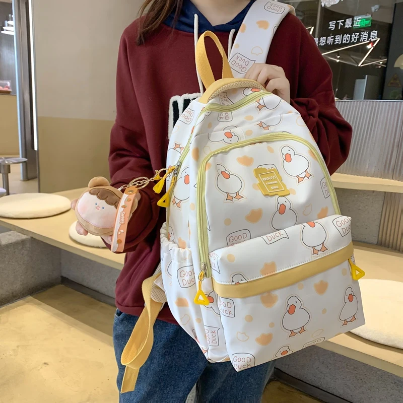 

JOYPESSIE Kawaii Girls Backpack Schoolbag Fashion Cartoon Bookbag Waterproof for Teen Nylon Cute Women Mochila Shoulder Rucksack
