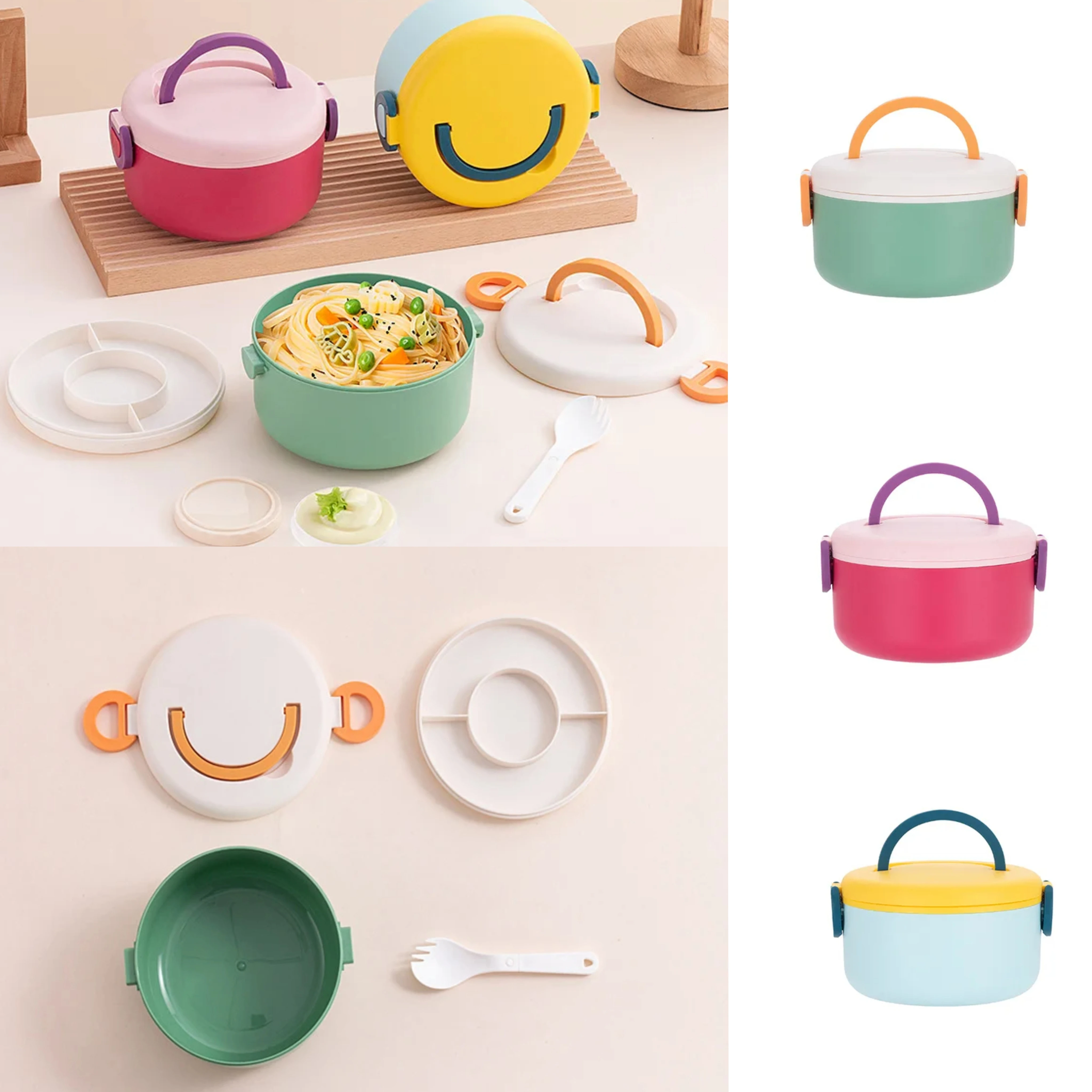 Силиконовый Круглый Ланч-бокс Bento С Крышкой Контейнер Для Хранения Свежести