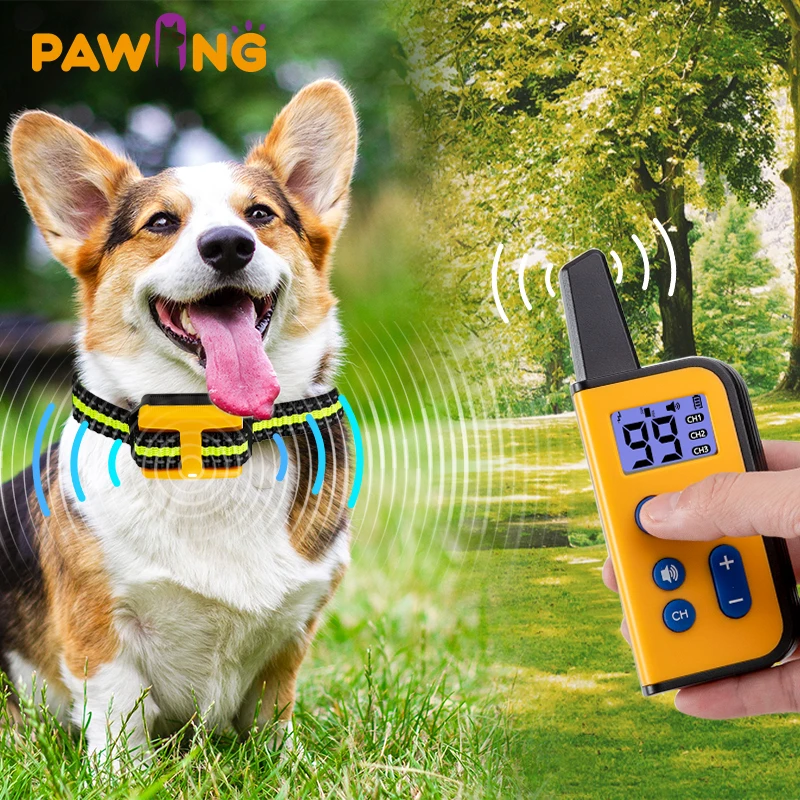 

Электрический ошейник для дрессировки собак PAWING, 500 м, USB, водонепроницаемый удаленный перезаряжаемый, ЖК-дисплей, защита от лая для всех раз...