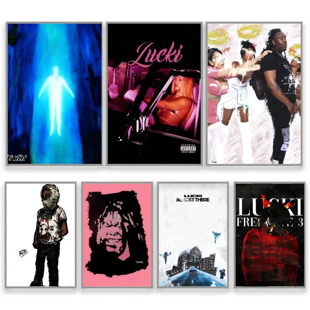 Фото Постер с изображением рэпера WAKE UP LUCKI, HD-качество, прочный, из ПВХ, для украшения стен - водонепроницаемый, утолщенный, для дома, отеля, спальни №1