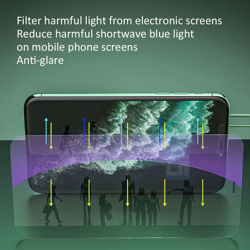 Anti Blue Ray Light Screen Protectors For iPhone 11 12 13 14 Pro Max Protective Glass Film Cristal Templado Protection Ecran