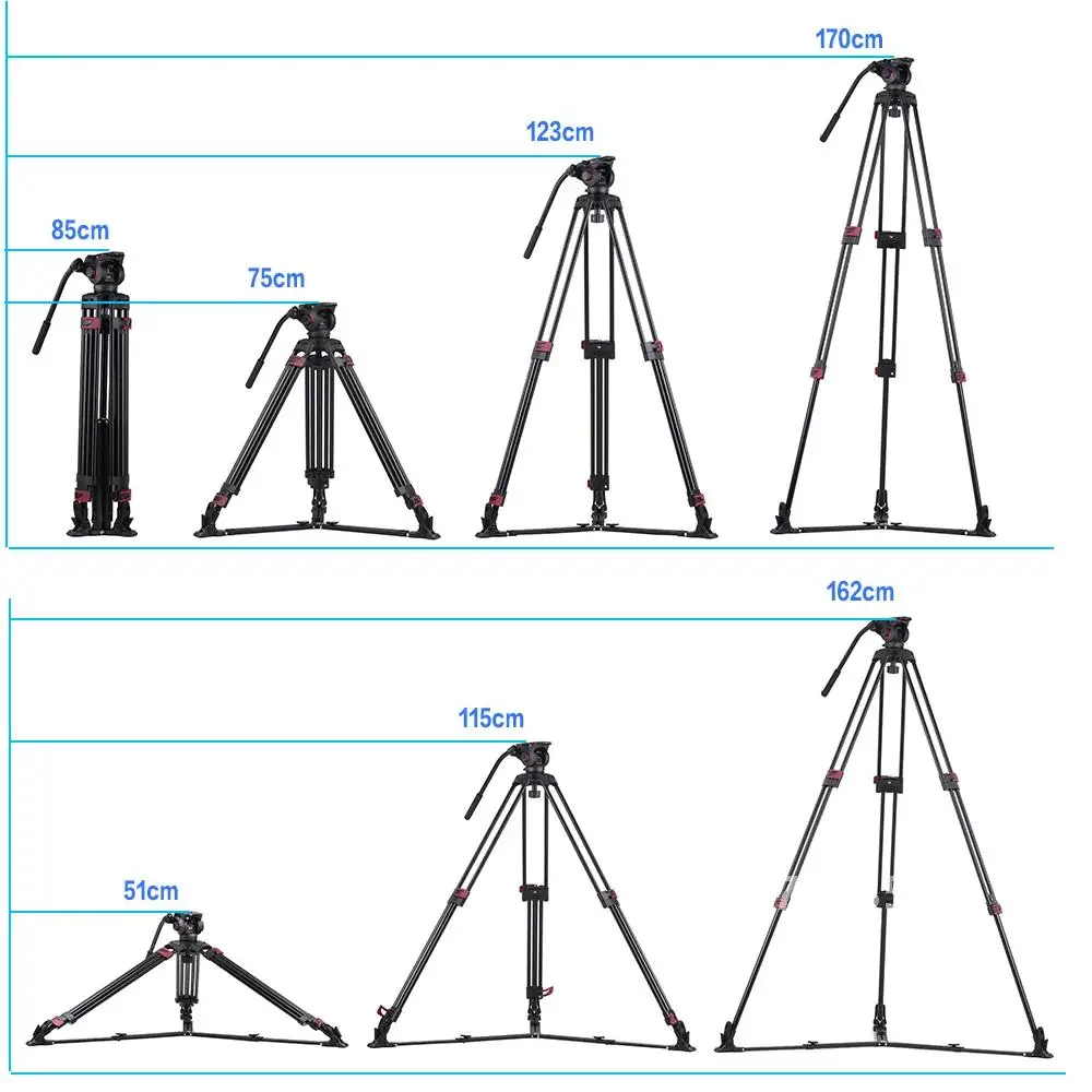 Miliboo MTT609A профессиональная фотография 3-секционный штатив из алюминиевого сплава