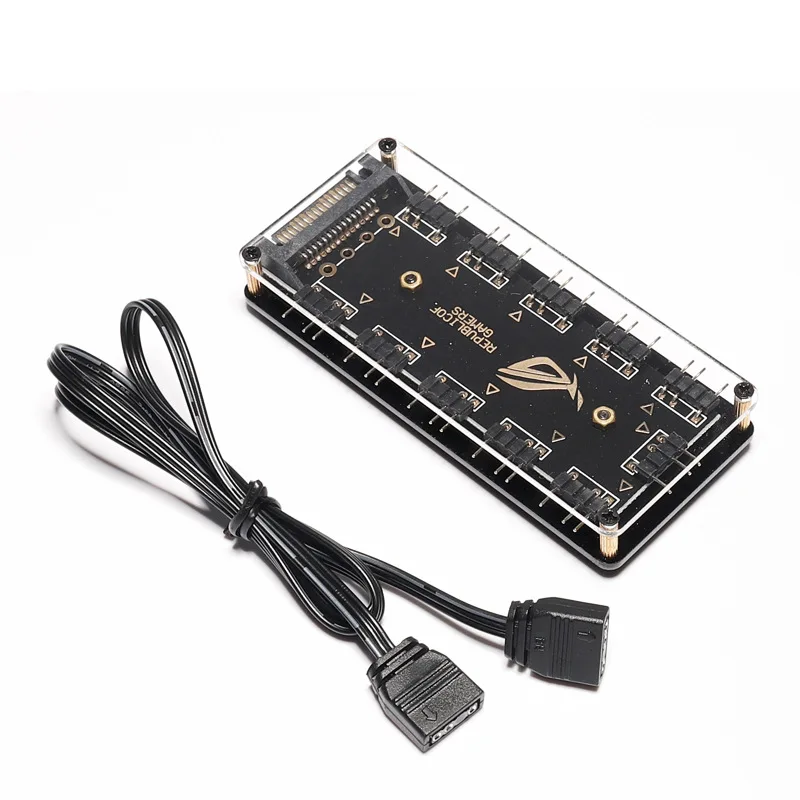 

5V 3-pin RGB 10 Hub Splitter SATA Power 3pin ARGB Adapter Extension Cable for ASUS AURA SYNC MSI ASRock RGB LED W/Case
