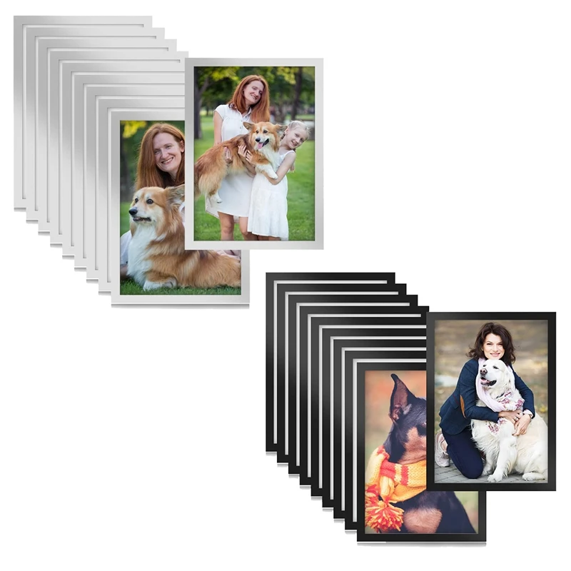 

10PCS A5 Magnetic Diamond Art Frames, Self Adhesive Magnetic Picture Frame Diamond Painting Frames Display Frame Durable Silver