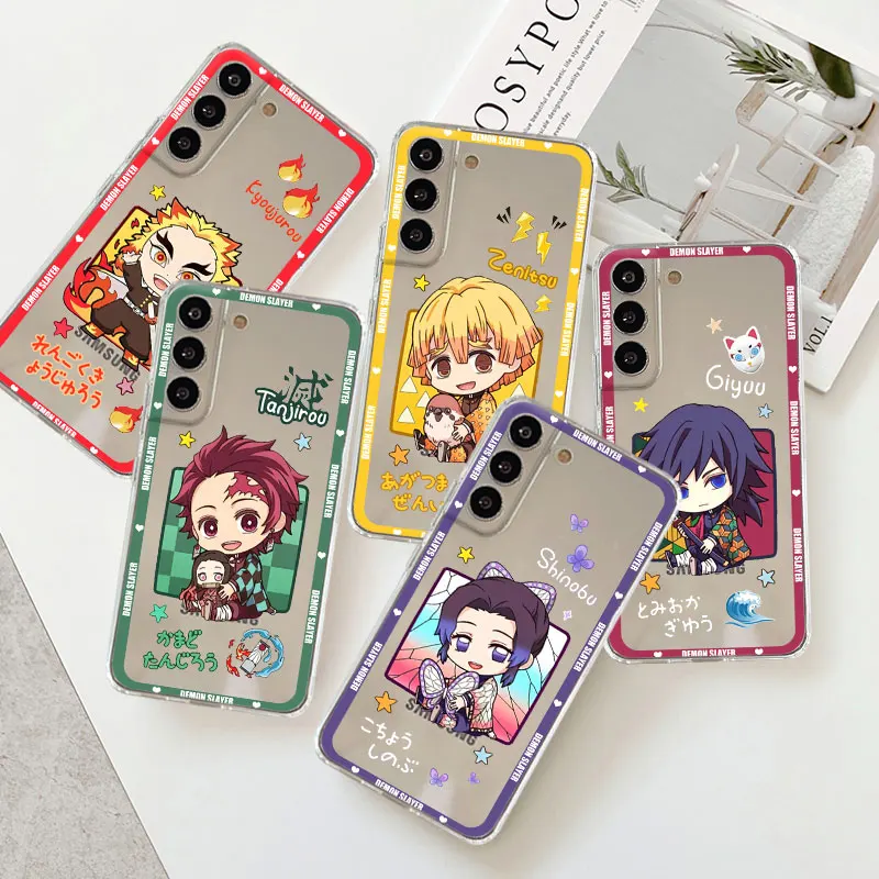 

Soft Silicone Case for Samsung Galaxy S23 S22 Ultra S21 FE S20 S10 S9 Plus Note 20 10Lite Cover Coque Demon Slayer Cute Tanjirou