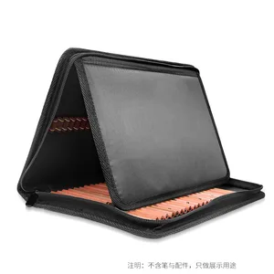 Imported 36/48/72 Hole Color Pencil Case Black Storage Tote Bag Student Stationery Simple and Fashionable and