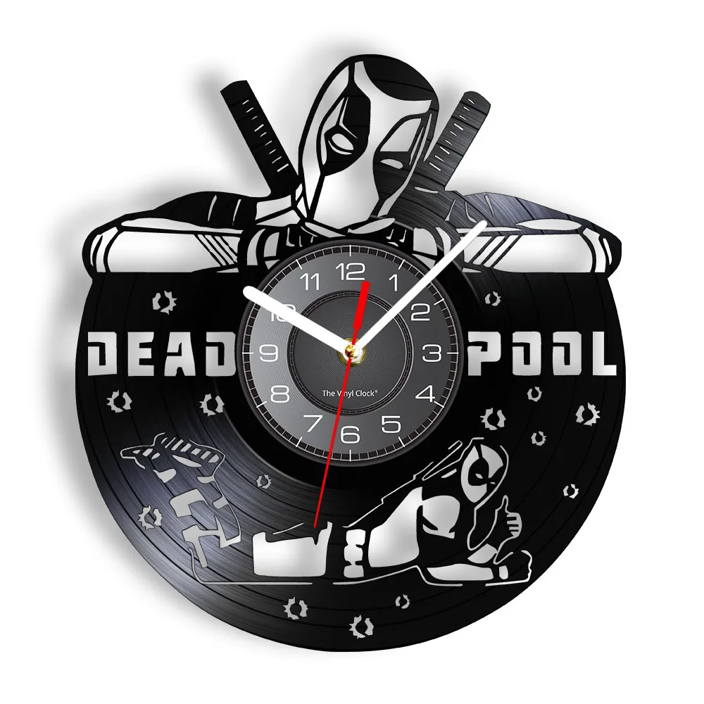 

Anti-hero Deadpool Inspired Wall Clock for Living Room Home Theater Cinema Decor Retro Album Artwork Vinyl LP Record Wall Clock