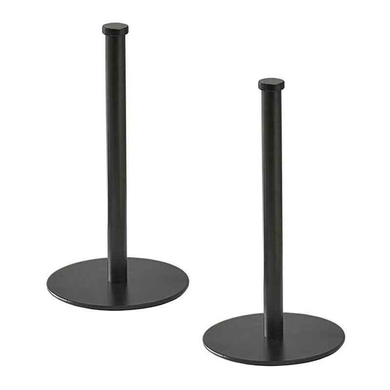 

2X Desktop Roll Paper Holder Kitchen Vertical Paper Holder Stainless Steel Paper Towel Holder Black