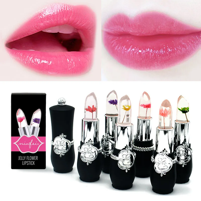 

1Pcs/Set Minfei waterproof Beauty Bright Flower Crystal Jelly Lipstick Magic Temperature Change Color Lip Makeup