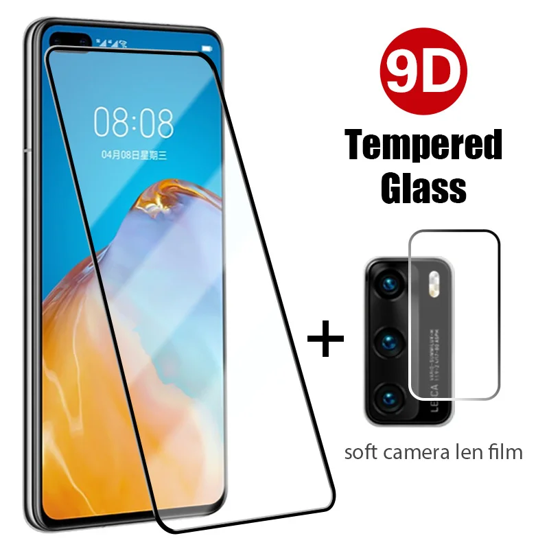 

Пленка на объектив камеры для Huawei P40 Lite P20 Pro, защитное стекло P 30 с полным покрытием, 2 в 1, защита экрана 9D для Huawei P30 Lite, стекло