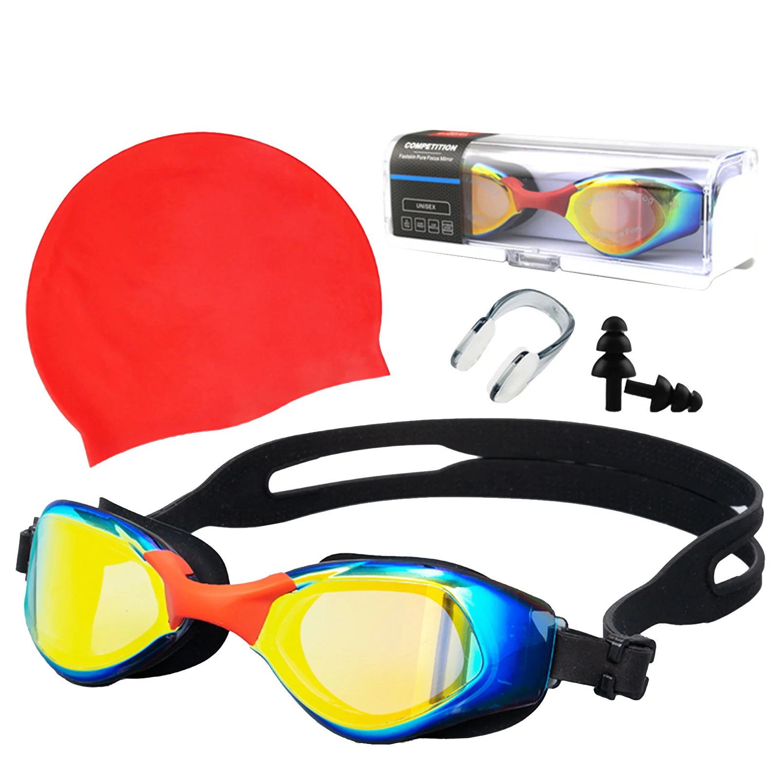 

4 шт., многоразовые очки для плавания, с зажимом для ушей