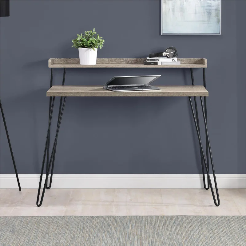 

Mainstays Griffin Retro Computer Desk with Riser, Distressed Gray Oak