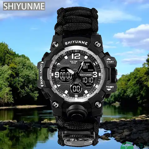 Мужские спортивные часы SHIYUNME в стиле G, модные водонепроницаемые светодиодные цифровые часы с компасом, мужские военные наручные часы, мужс...