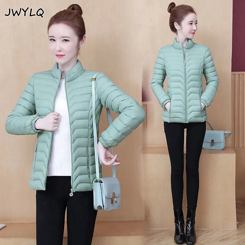 

Korean Solid Color Stand Collar Zipper Puffer Jacket Women Casual Loose Warm Short Jackets Winter 6 Colors Streetwear Women Coat