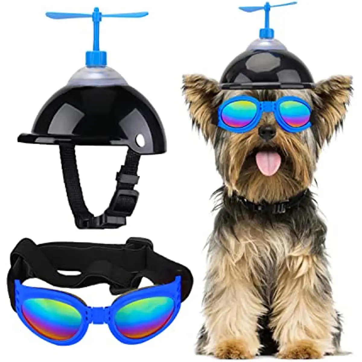 

Goggles For With Set Hat Puppy Medium Sun Riding Cute Sunglasse Adjustable Propeller And Dog Helmet And Summer Small Dogs