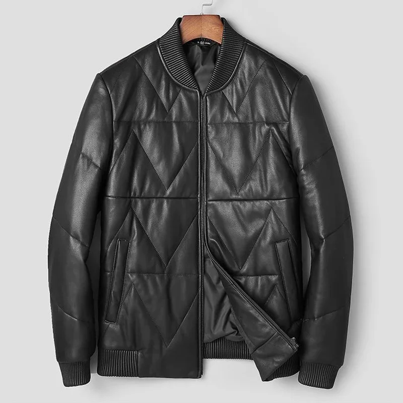 Мужская куртка из овчины зимняя теплая модная толстая натуральная кожа мужская