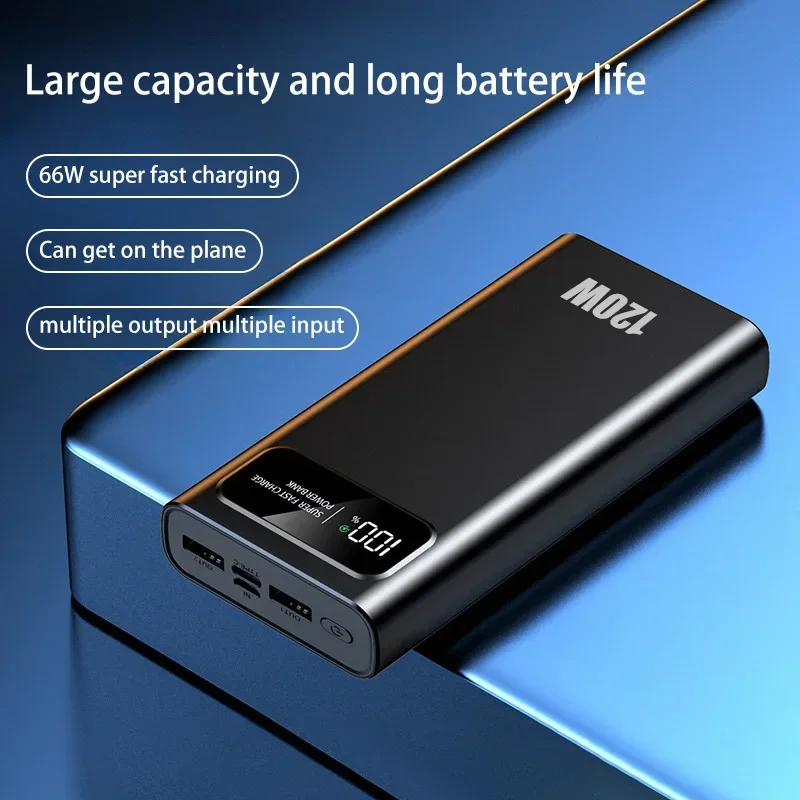 200000 mAH Power Bank 120 Вт сверхбыстрая зарядка аккумулятора большой емкости с цифровым