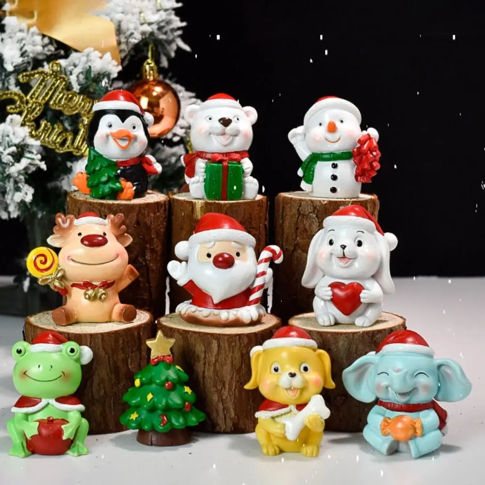 

Christmas Resin Elk Santa Claus Ornaments Merry Christmas Decoration For Home Figurines Miniatures New Year Xmas Box Decor