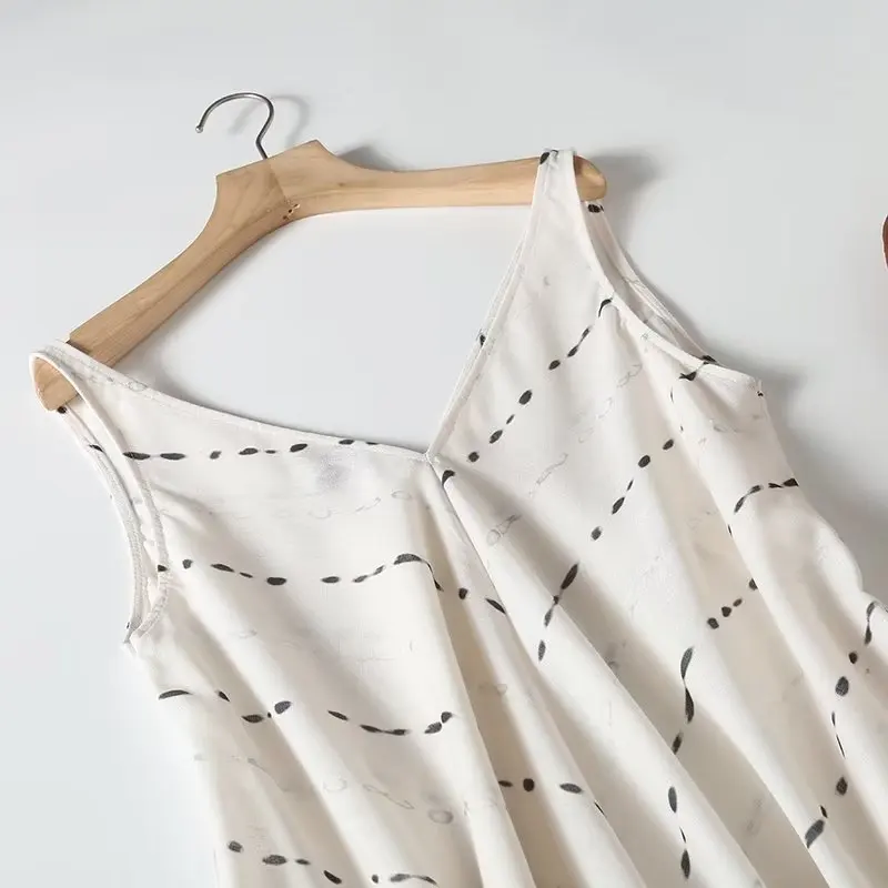 Платье Летнее Длинное свободное с V-образным вырезом и принтом