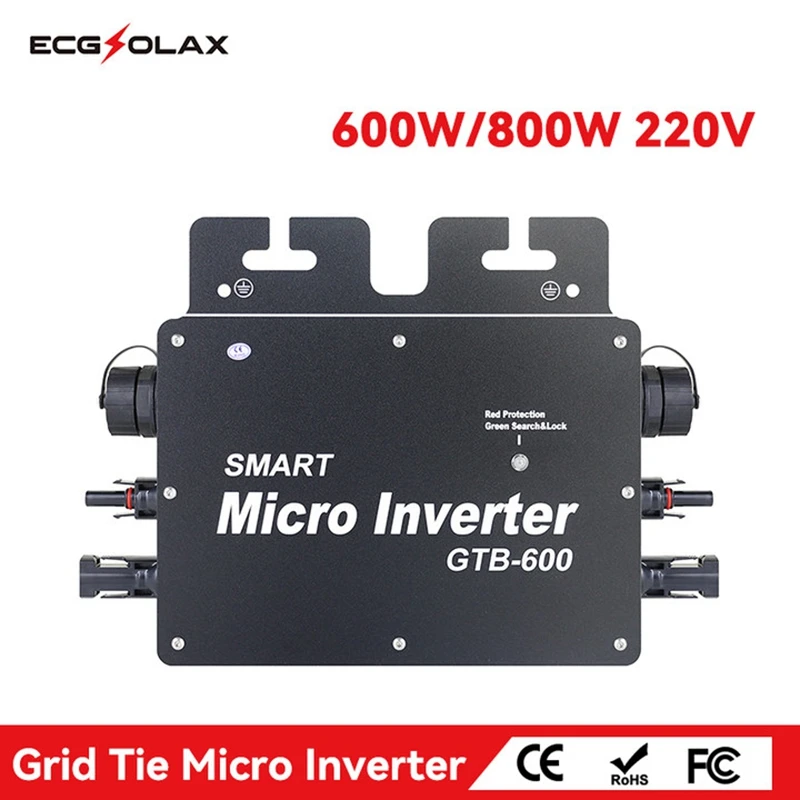 

ECGSOLAX 600W 800W Micro Solar Inverter With WiFI System Grid Tie Pure Sine Wave Inverter MPPT Operating 20-50V Output 220V 110V