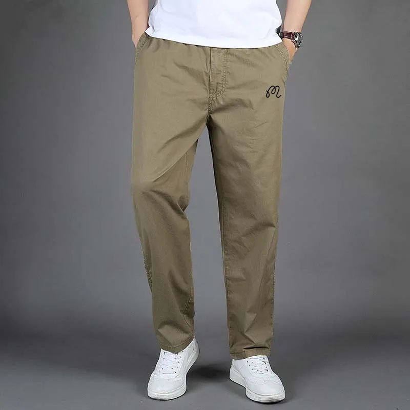 Men's Wear For Men Malbon Golf Summer Thin Solid Color Cotton Sweatpants Streetwear Loose Overall Straight Pants Work Clothes