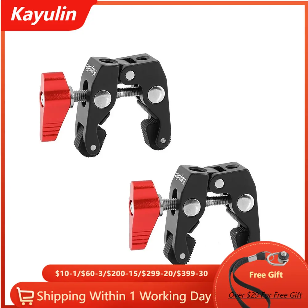 

Kayulin 2 Piece Super Crab Clamp With 1/4"-20 & 3/8"-16 Mounting Points (Red T-handle) Photo Studio Kit