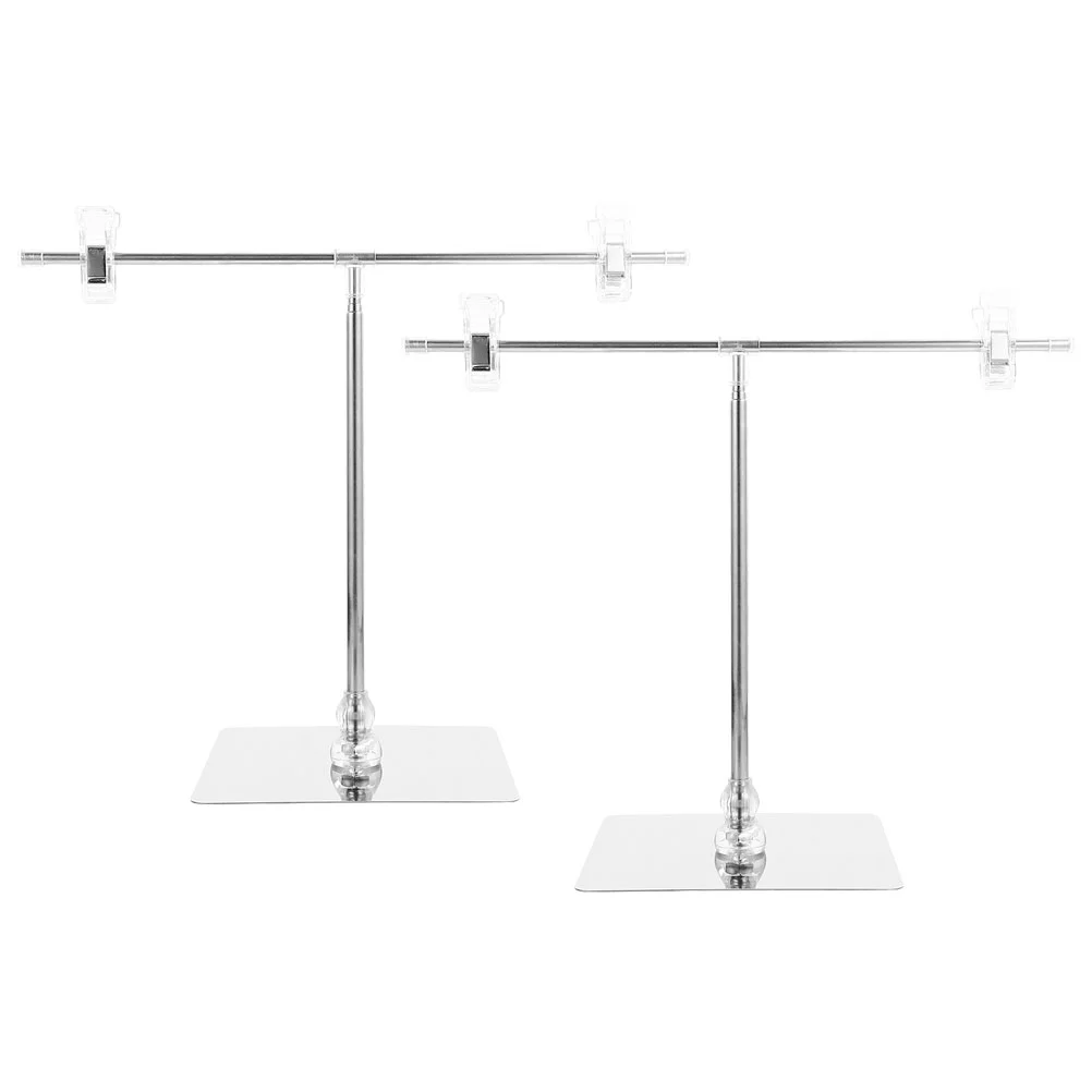 

2 Pcs Desktop Holder Adjustable Shaped Poster Stand Banner Stands Clip Iron Tabletop