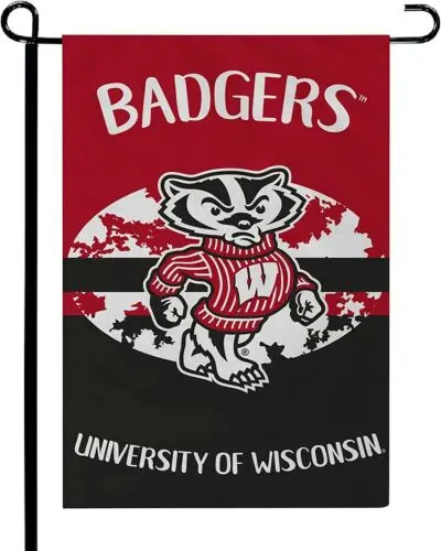Двусторонний садовый флаг Университета Wisconsin Badgers 12x18 дюймов...
