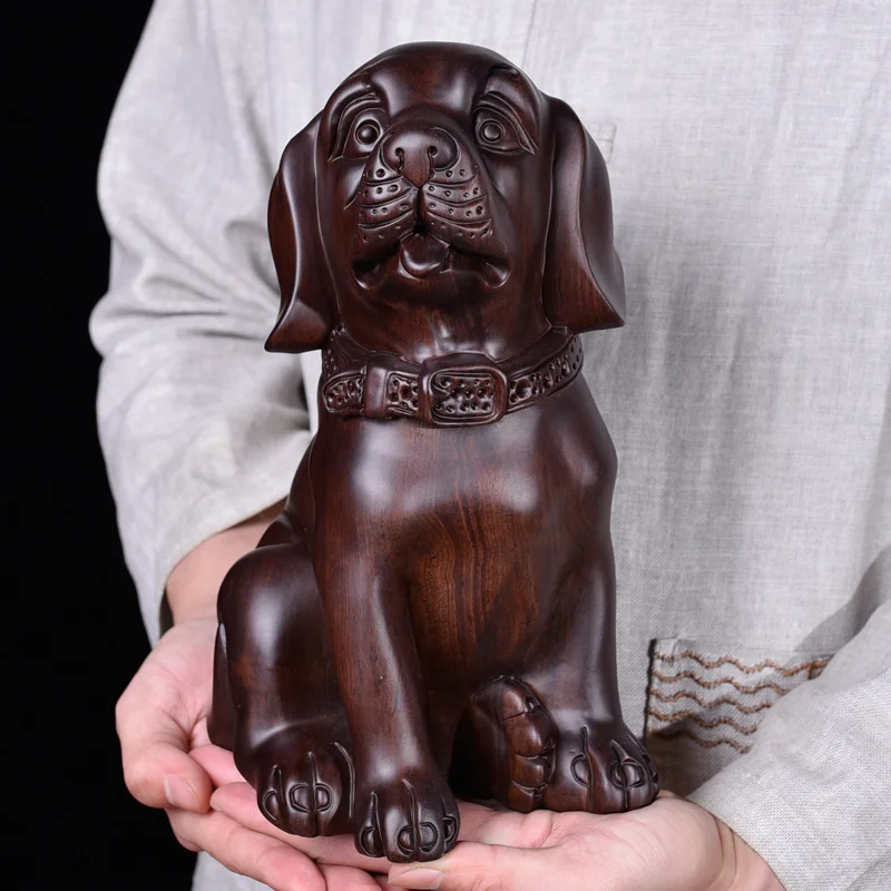 

Ebony Wood Carved Dog Decoration Zodiac Large Dog Solid Wood Home Decoration Dog Year Gift Rosewood Crafts