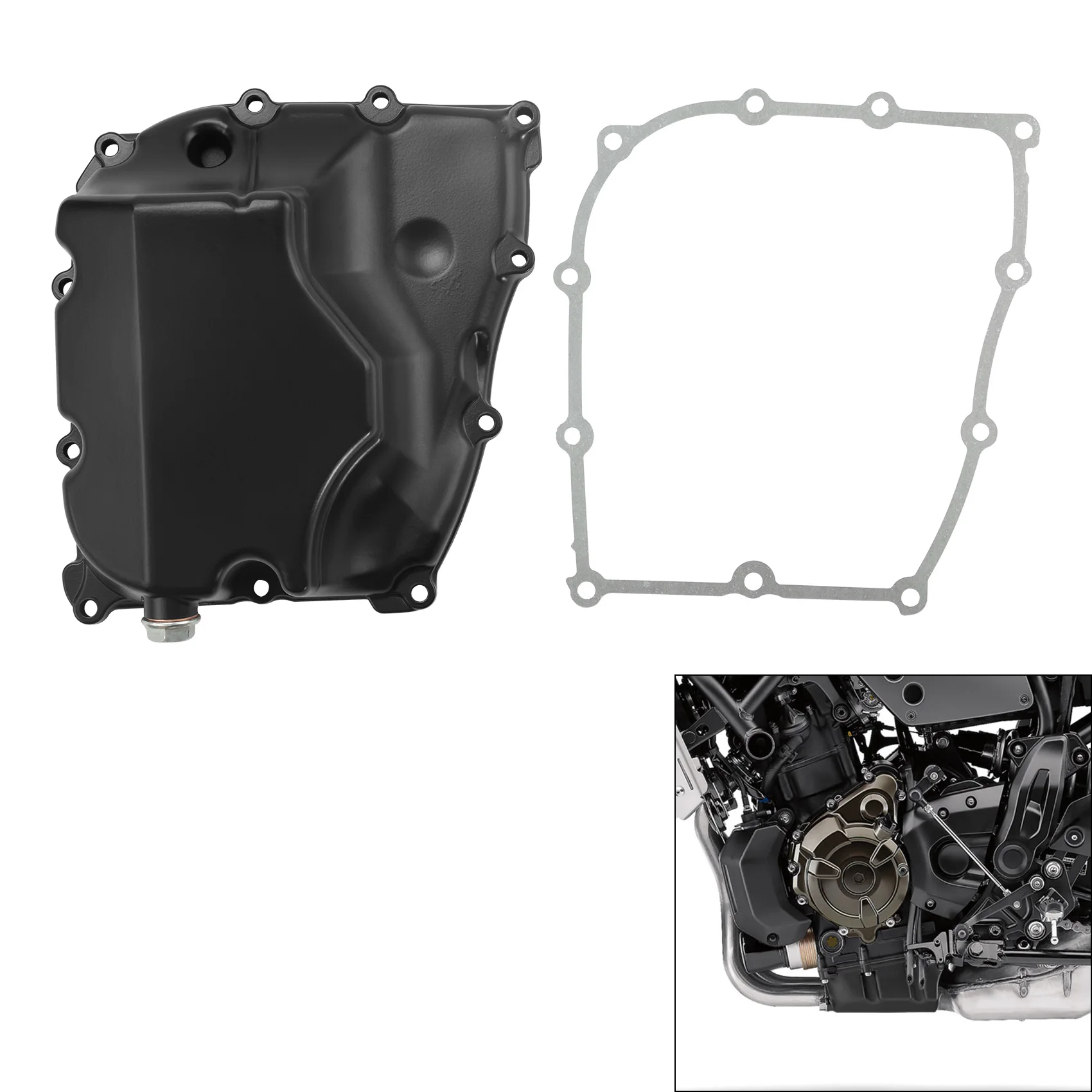 Фото Крышка сетчатого масляного поддона в сборе, подходит для мотоцикла Yamaha MT07 2014-2020 FZ07 2015-2017 XSR700 2016-2024 Tenere 700 XTZ700 2021-2024 №1