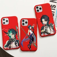 xiao genshin impact game phone case for iphone 13 12 11 pro max mini xs 8 7 6 6s plus x se 2020 xr red cover