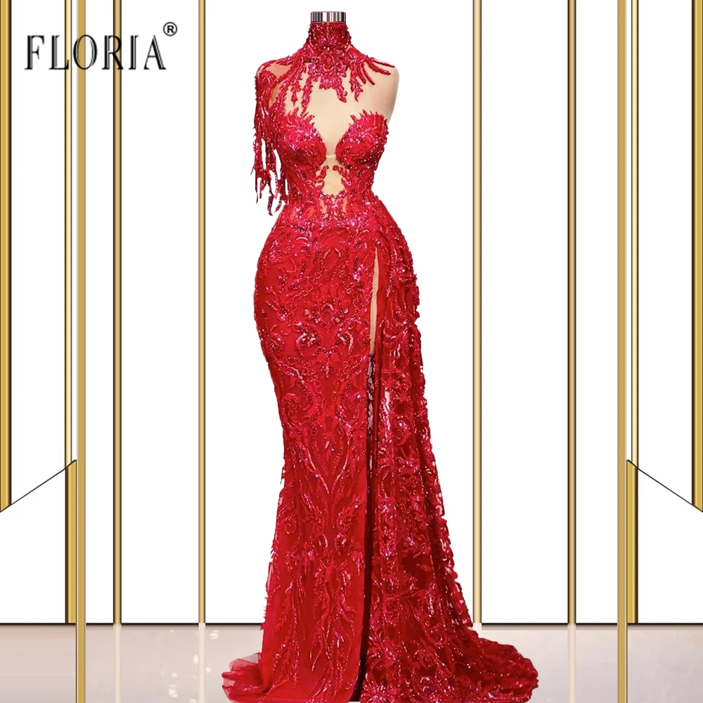 

Классическое прозрачное красное вечернее платье с вырезом, новейшие свадебные платья, роскошные кружевные официальные платья с разрезом и ...