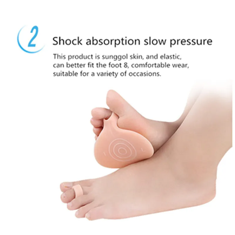 

1pair Gel Forefoot Metatarsal Toe Silicone Spreader Cushion Half Yard Orthotics Pad Foot Care Straightener Pain Relief Procter