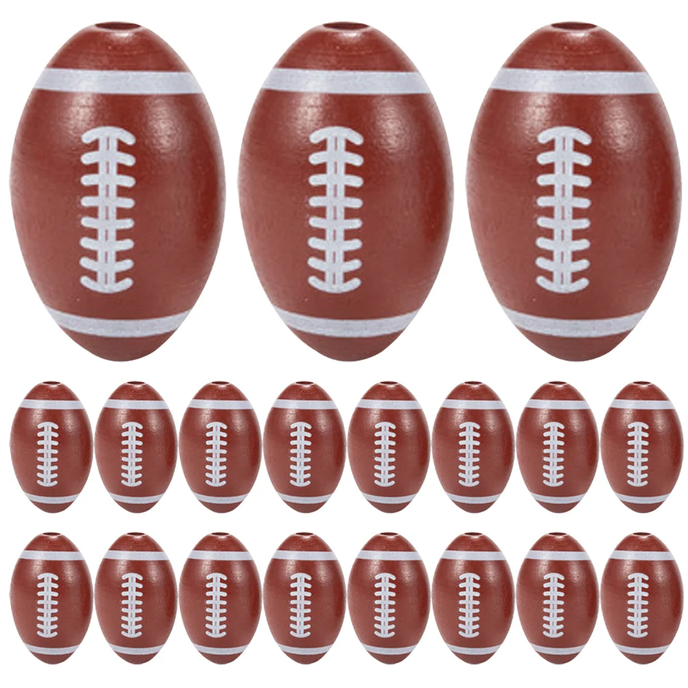 

20pcs Spacer Beads DIY Wooden Rugby Beads Loose Beads Rugby Football Beads for Jewelry