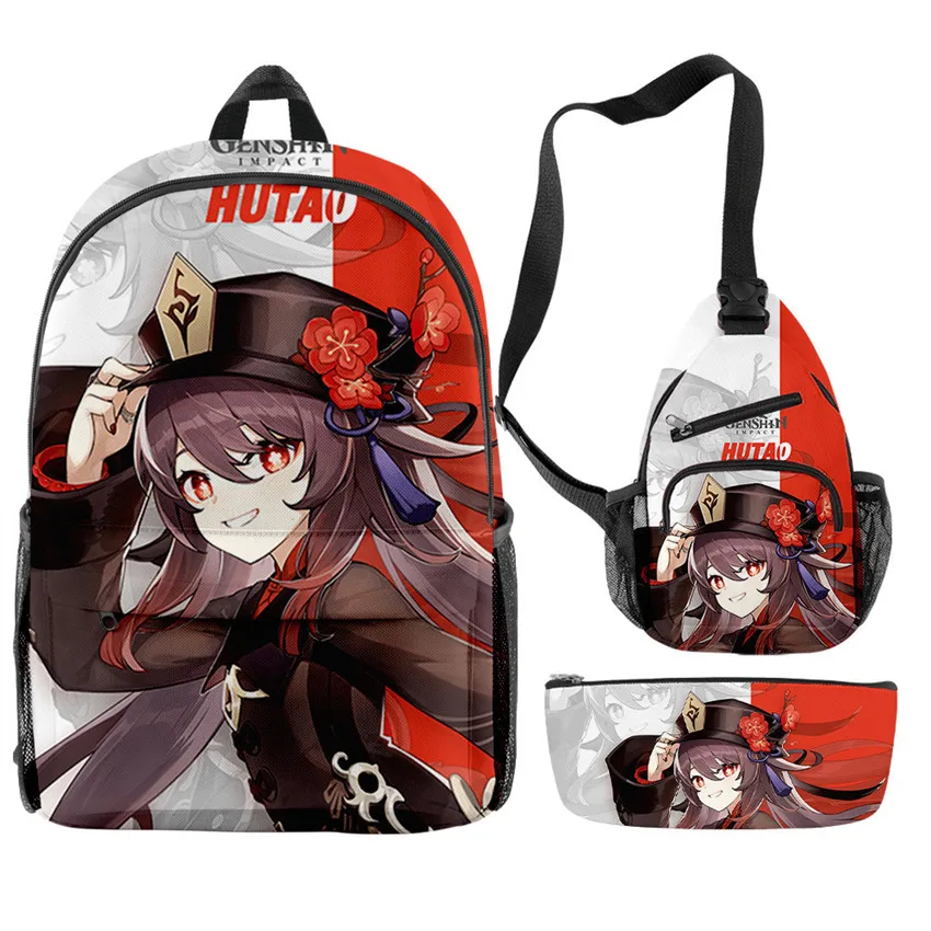 Genshin Impact Anime Cosplay Unisex Students School Bag Backpack Cartoon Bookbag Laptop Travel Rucksack Outdoor Kids Gifts
