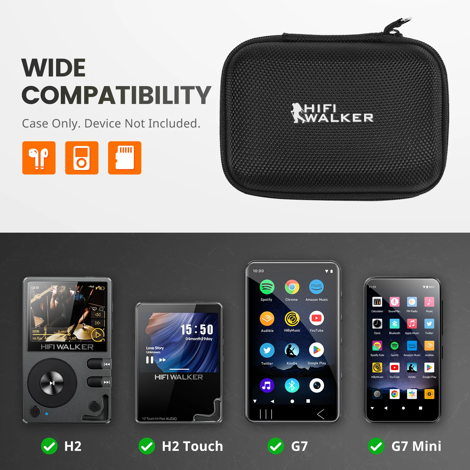 Фото Чехол для MP3-плеера HIFI WALKER H2/ H2 Touch/ G7/ G7Mini/H2Mini MP3/MP4, 4,5-дюймовый жесткий чехол из EVA, защитный дорожный кейс №3