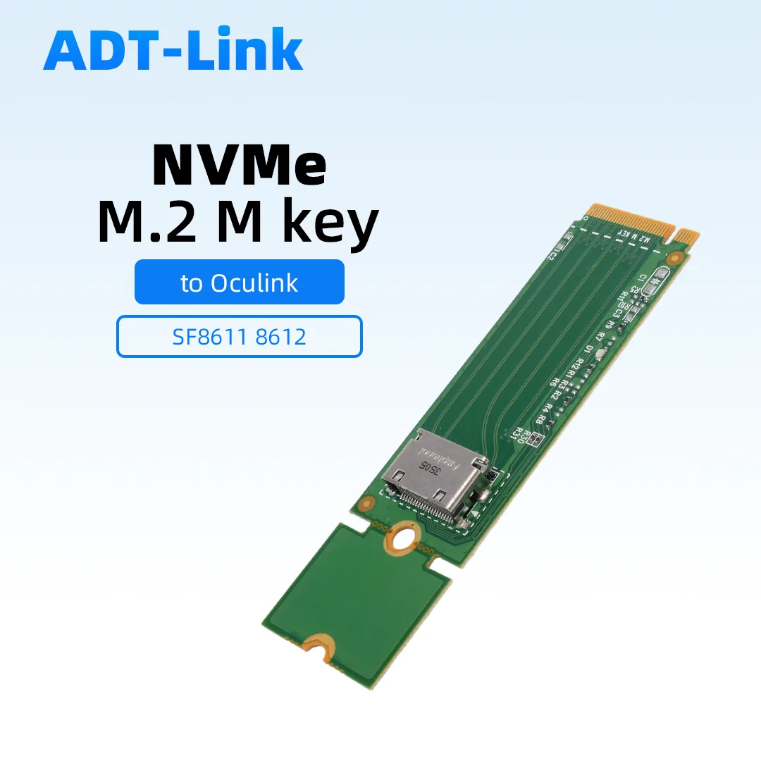 Фото Адаптерная карта ADT-Link M.2 на SFF-8611 / SFF-8612, конвертер PCIe NVMe M.2 SSD, карта-райзер для серверного хранения данных №1